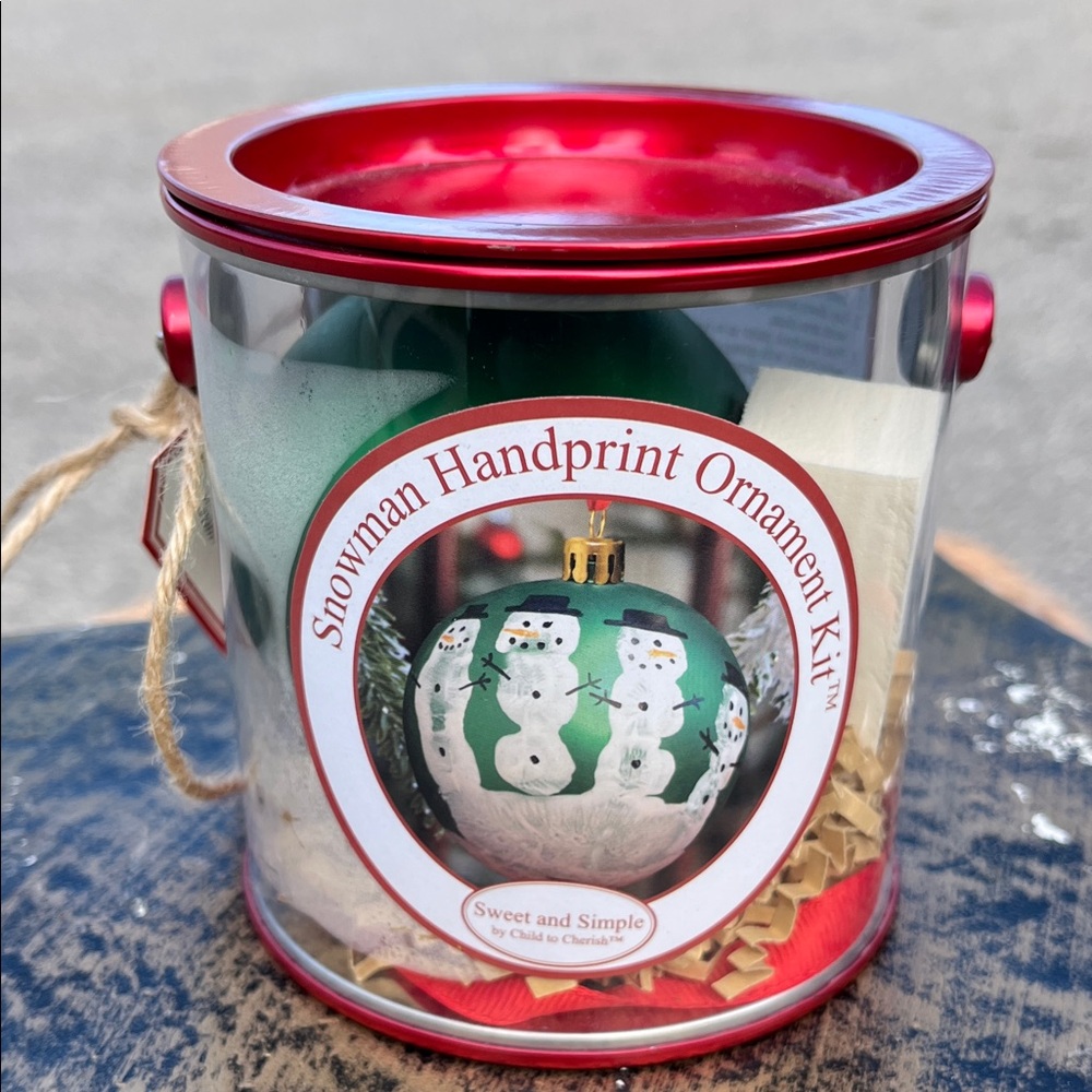 Snowman Handprint Ornament Kit - Red and Green
